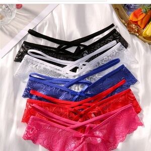 6️⃣5️⃣8️⃣ Lace Trim Women's Intimates Set - Black, White, Blue, Red, Pink